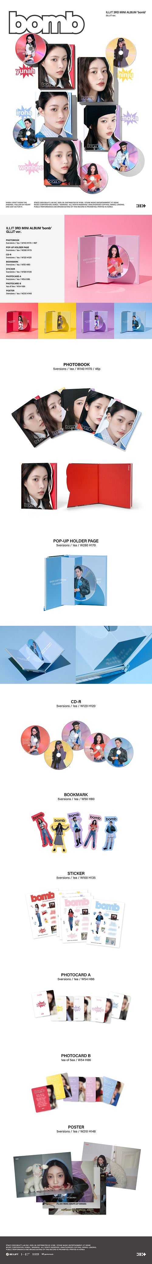 (ILLIT) 3rd Mini Album - ﻿bomb ﻿(﻿GLLIT ver.) (RANDOM)
