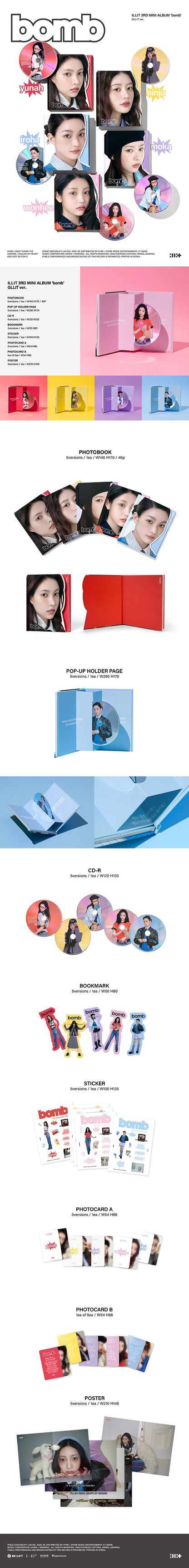 (ILLIT) 3rd Mini Album - ﻿bomb ﻿(﻿GLLIT ver.) (RANDOM)