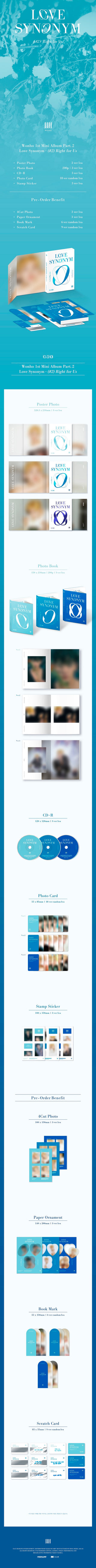 (WONHO) 1st Mini Album Part.2 - Love Synonym #2 : Right for Us(VER 1, 2 ONLY)(RANDOM)