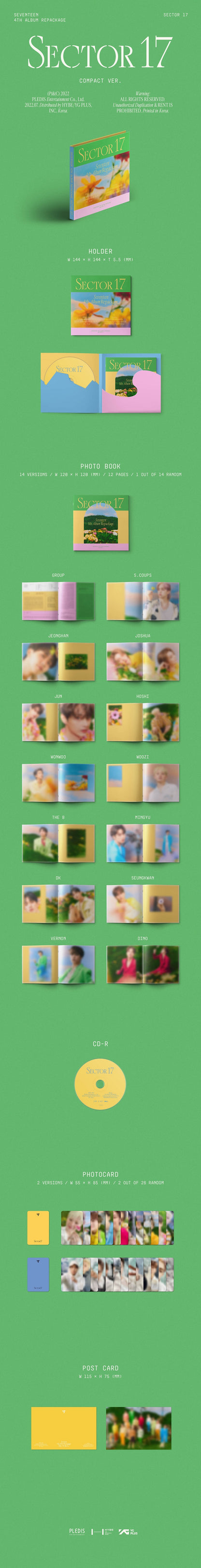세븐틴 (SEVENTEEN) 4집 Repackage - SECTOR 17 (COMPACT ver.)(RANDOM)