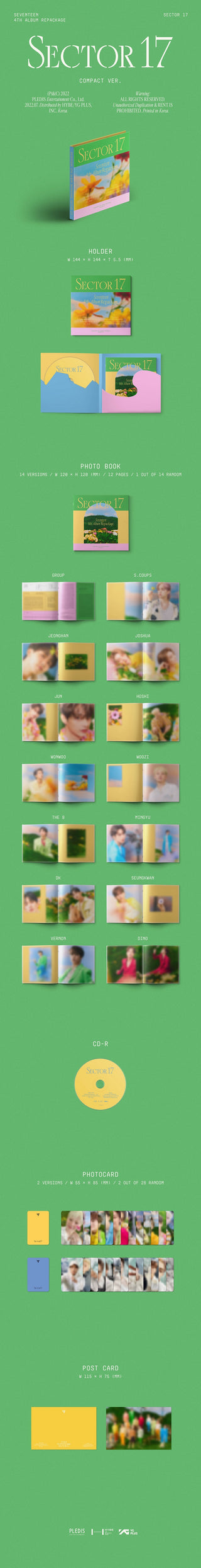 세븐틴 (SEVENTEEN) 4집 Repackage - SECTOR 17 (COMPACT ver.)(RANDOM)