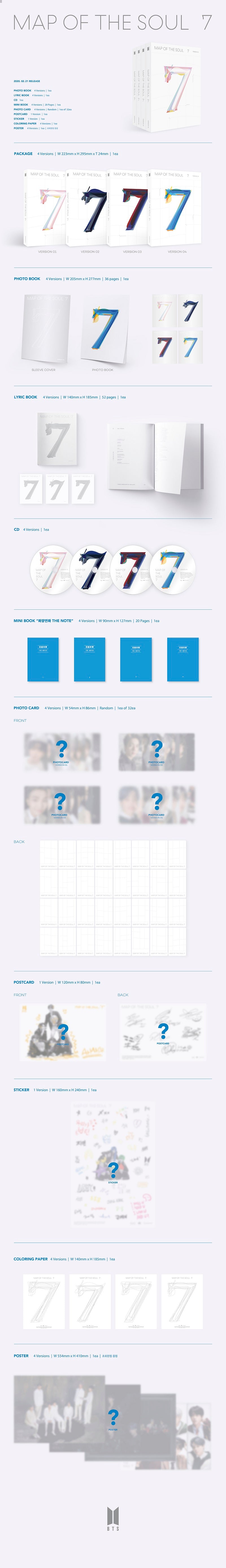 BTS (방탄소년단) 4th Album - [MAP OF THE SOUL : 7] (RANDOM)