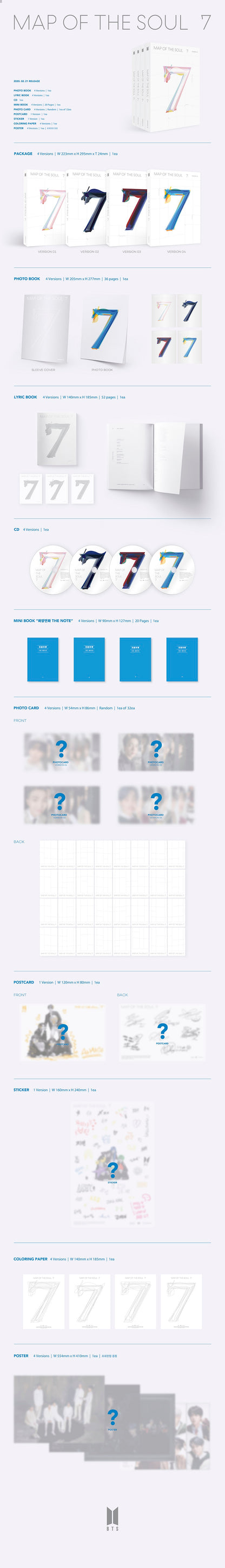 BTS (방탄소년단) 4th Album - [MAP OF THE SOUL : 7] (RANDOM)