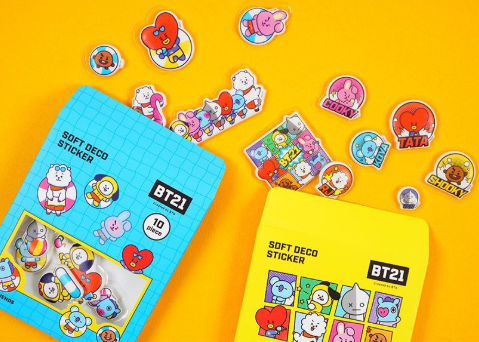 BT21 Embossed Flake Stickers – Summer ⭐