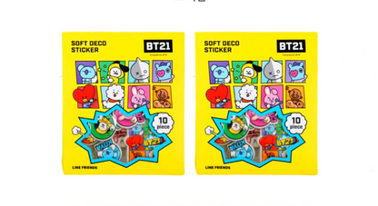 BT21 Embossed Flake Stickers – Comic Pop ⭐