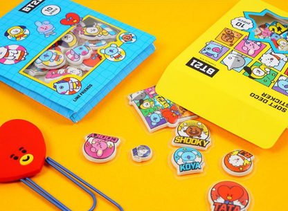 BT21 Embossed Flake Stickers – Comic Pop ⭐