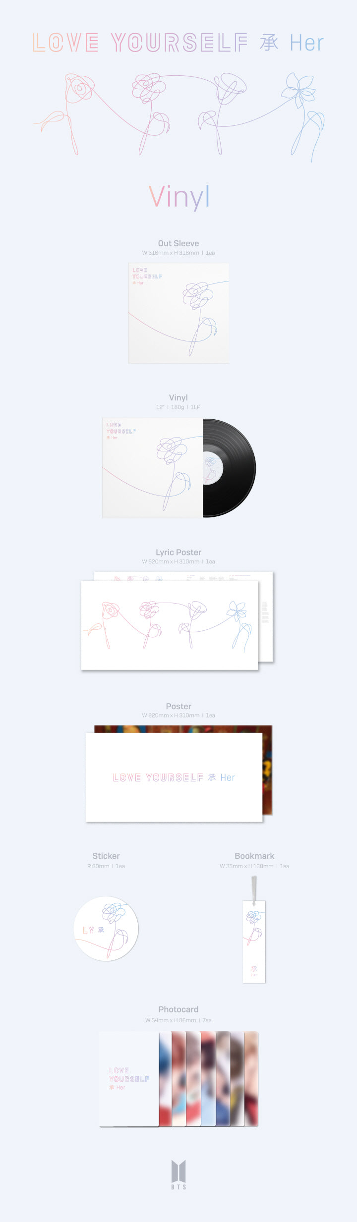 BTS (방탄소년단) 3rd Album - [LOVE YOURSELF 承 'Her'] (LP)(RANDOM)